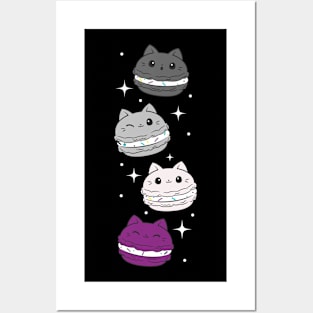 Subtle Asexual Pride Flag Cute Cat Kawaii Macaron Posters and Art